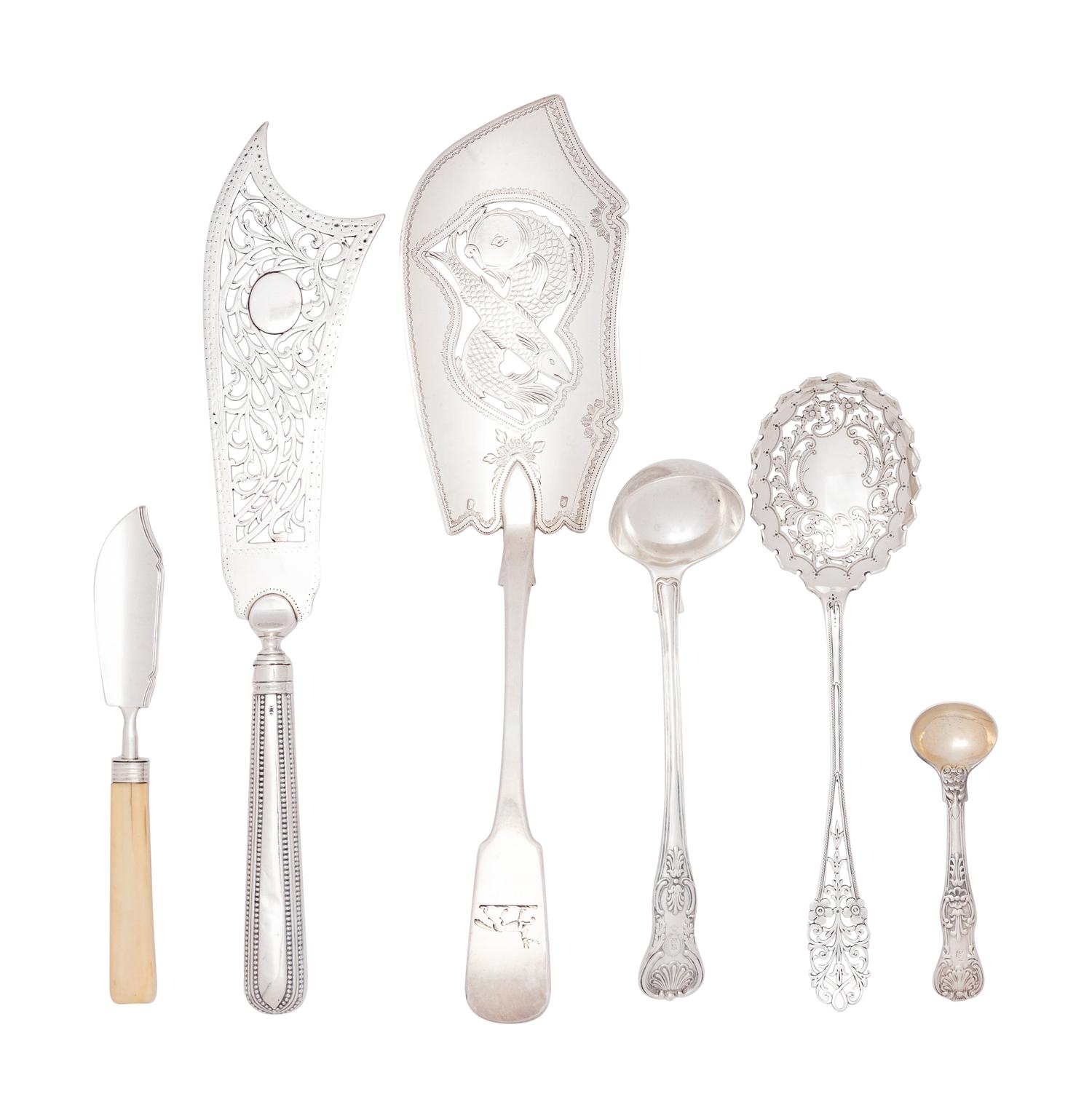 A Collection of English Silver Flatware Articles