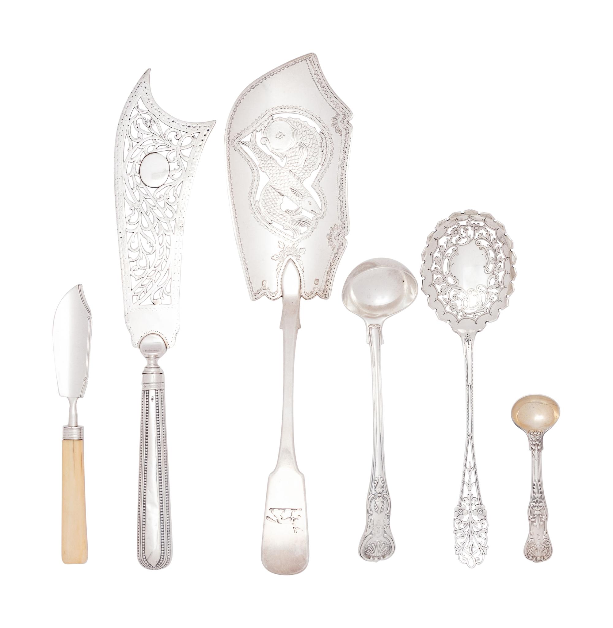 A Collection of English Silver Flatware Articles