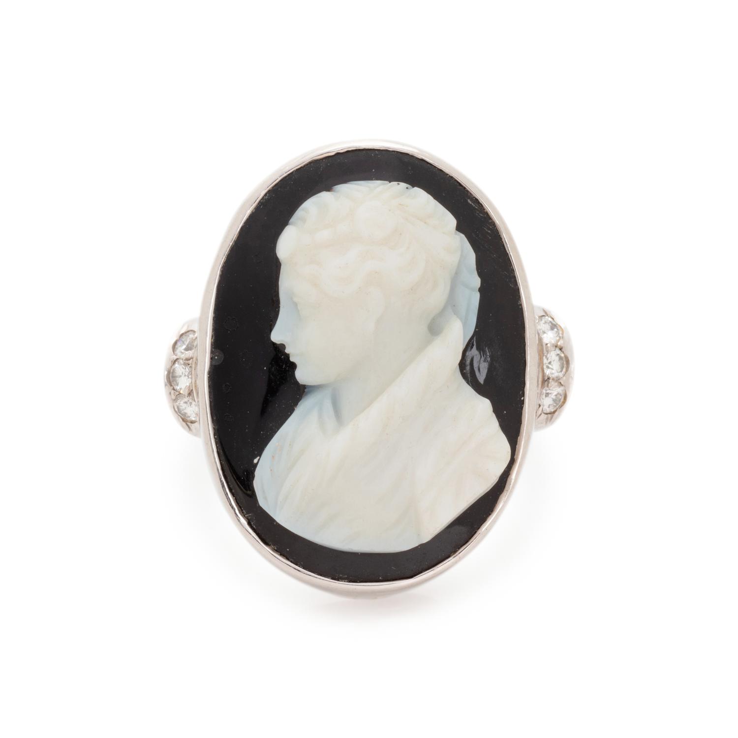 CAMEO AND DIAMOND RING