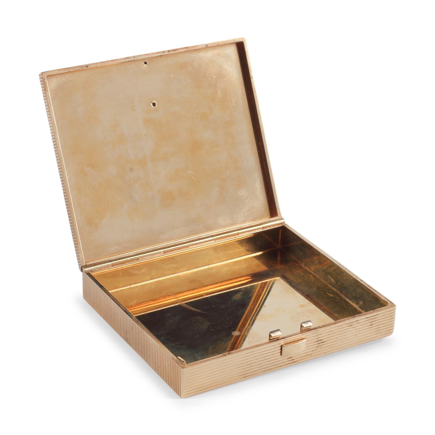 An Art Deco 14-Karat Gold, Diamond and Ruby Box