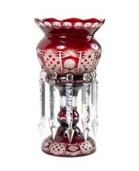 A Red Cut-to-Clear Glass Girandole