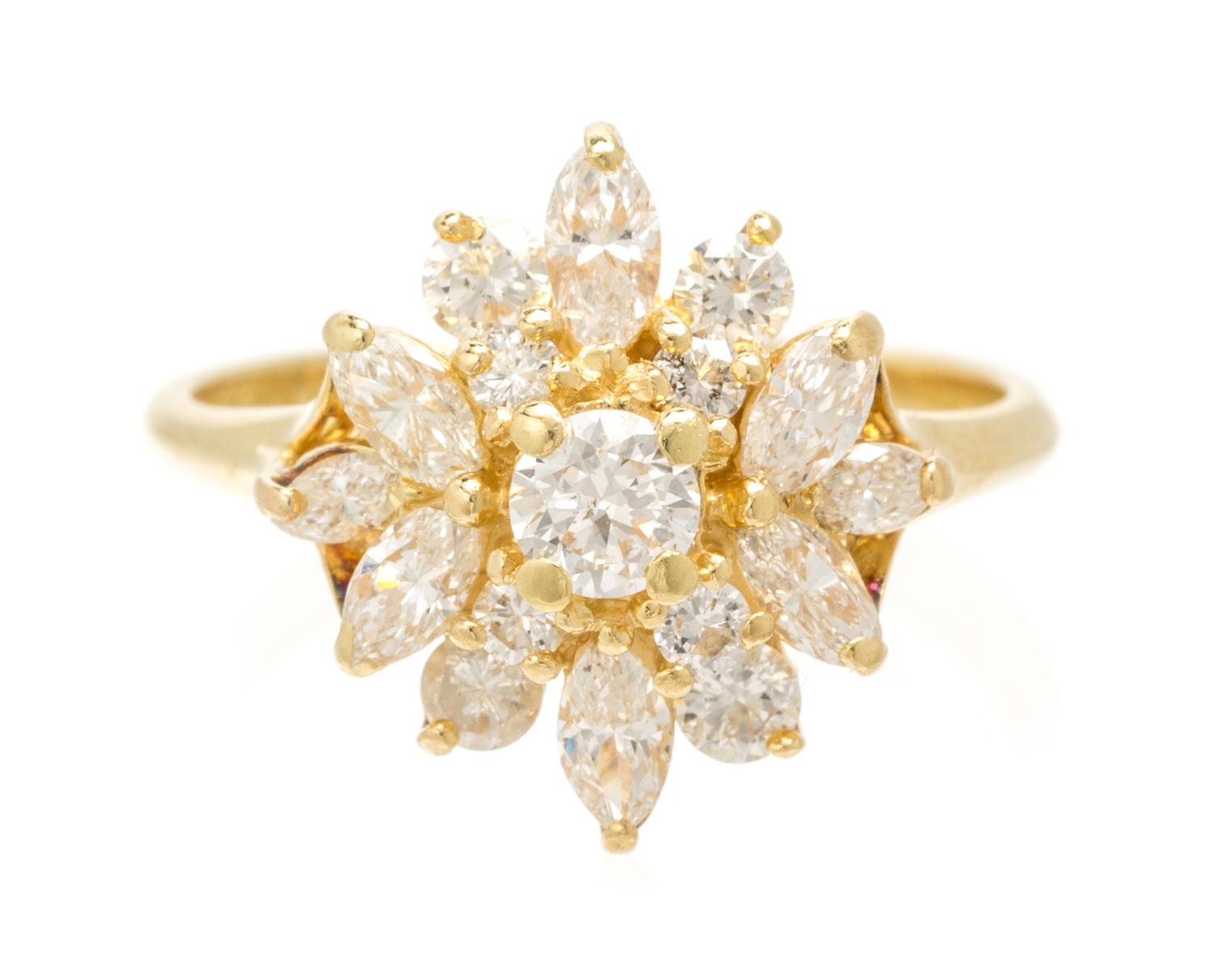 An 18 Karat Yellow Gold and Diamond Ring, 2.80 dwts.