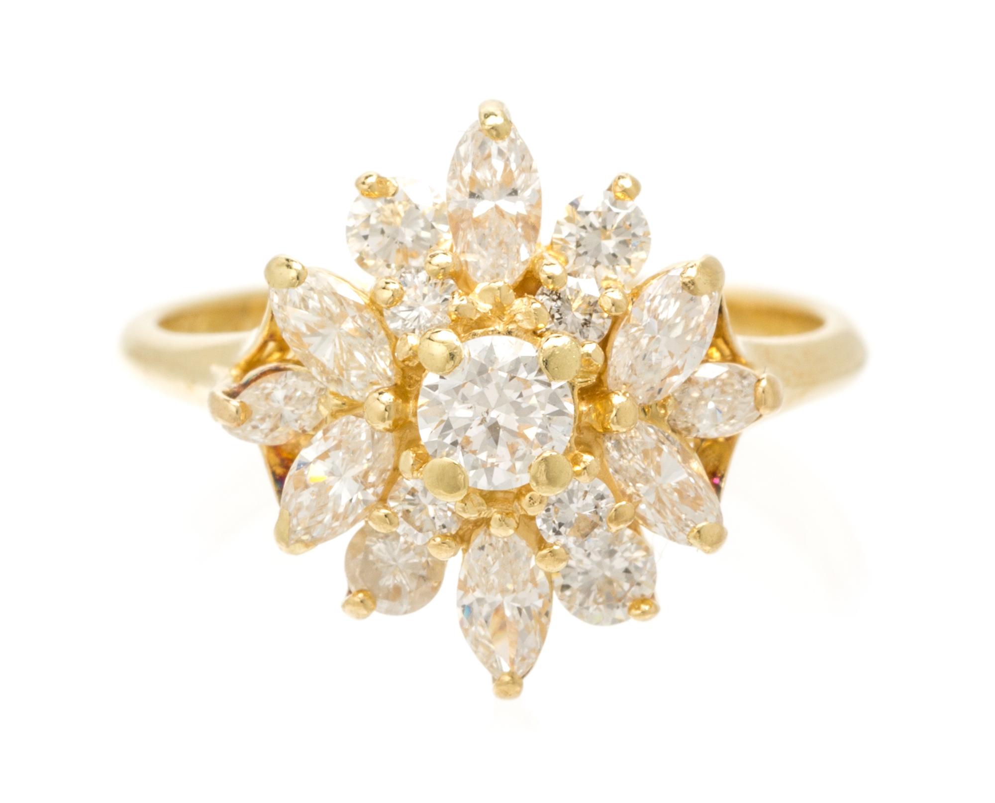 An 18 Karat Yellow Gold and Diamond Ring, 2.80 dwts.