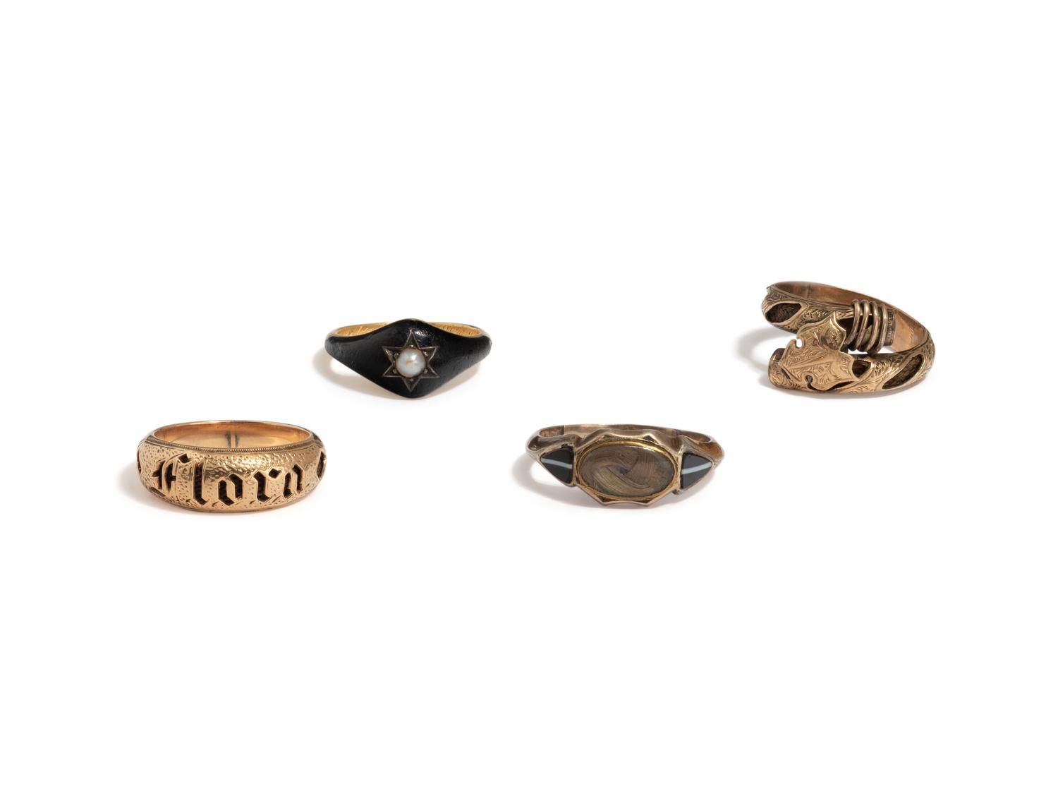VICTORIAN, COLLECTION OF MOURNING RINGS