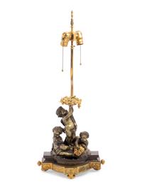 A French Bronze Figural Group Mounted as a Lamp