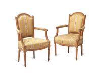 A Pair of Louis XVI Carved Fauteuils