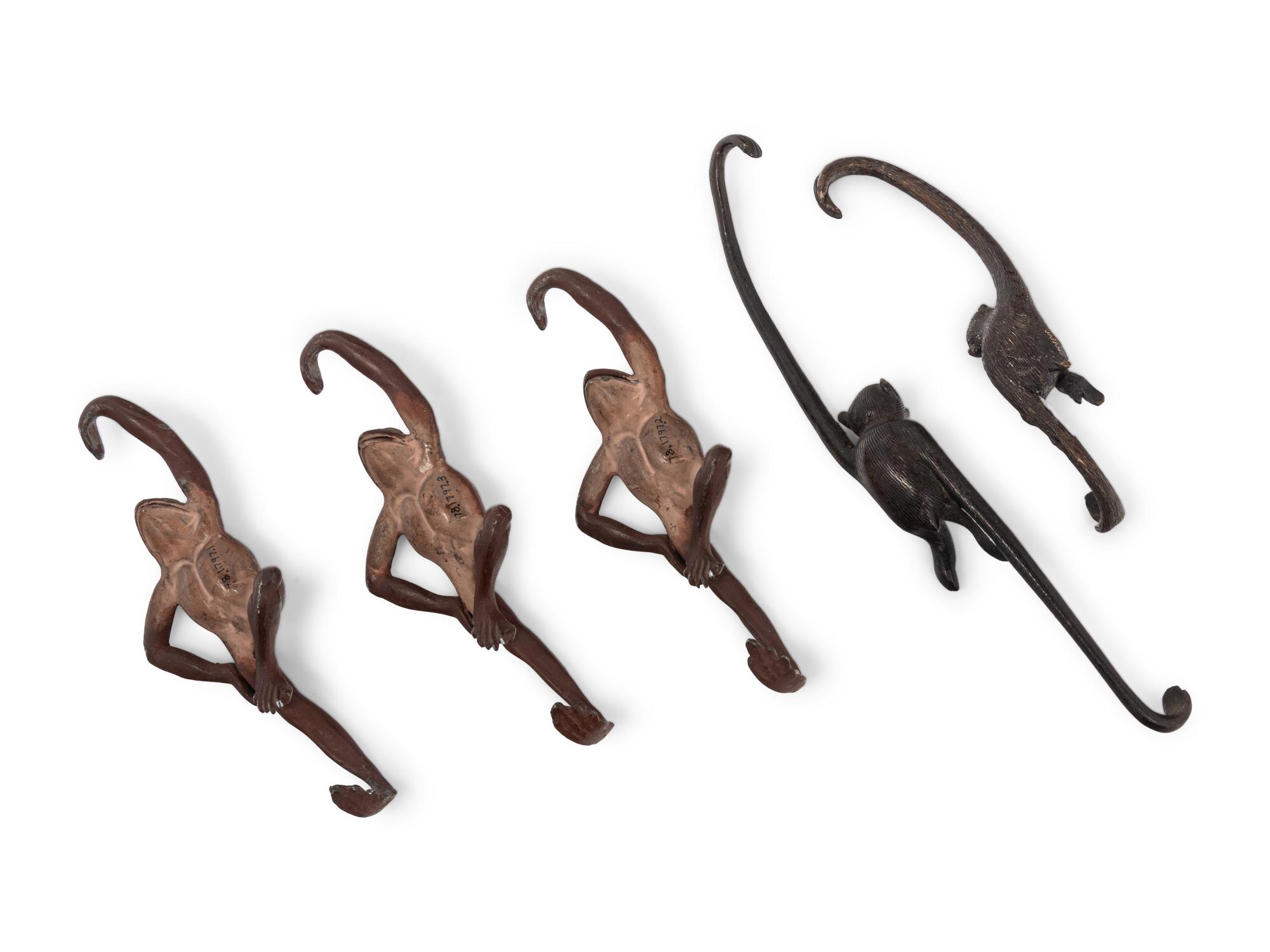Six Japanese Bronze Animal-Form Hooks