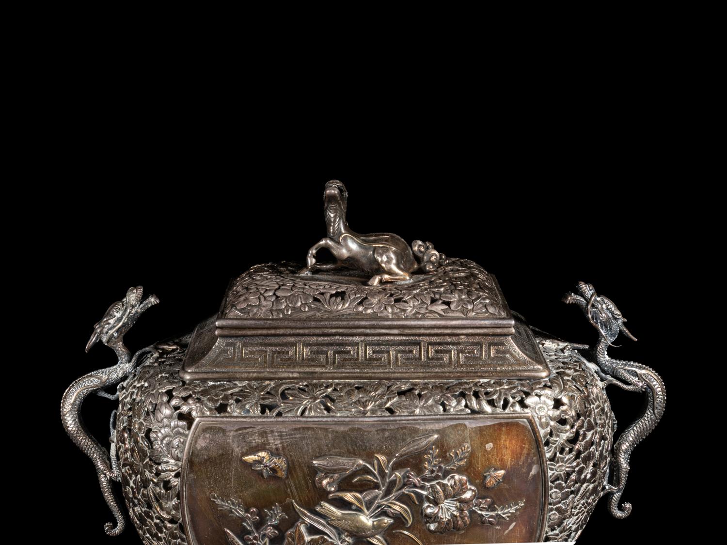 A Fine Mixed-Metal Incense Burner and Cover, Koro