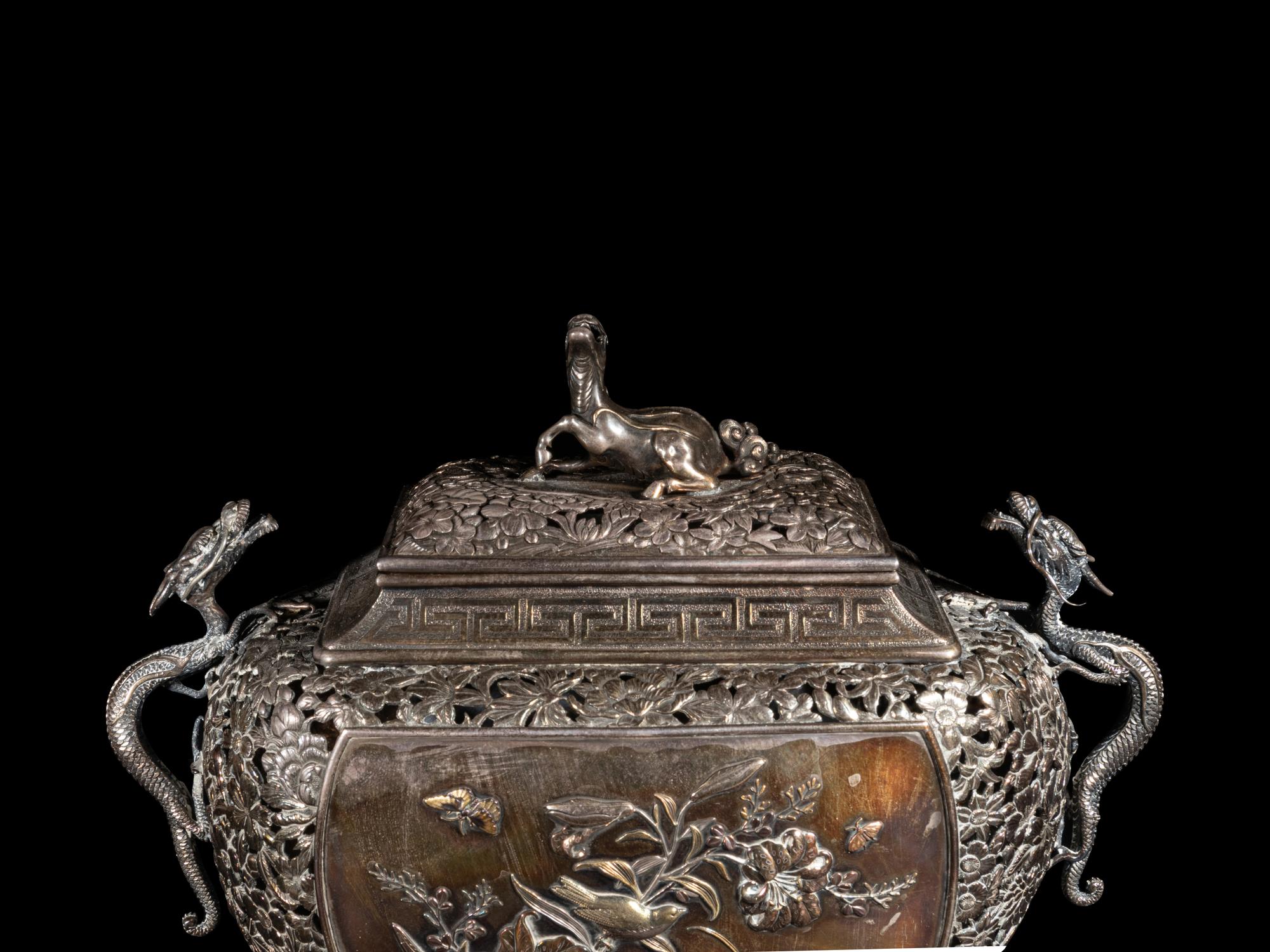 A Fine Mixed-Metal Incense Burner and Cover, Koro
