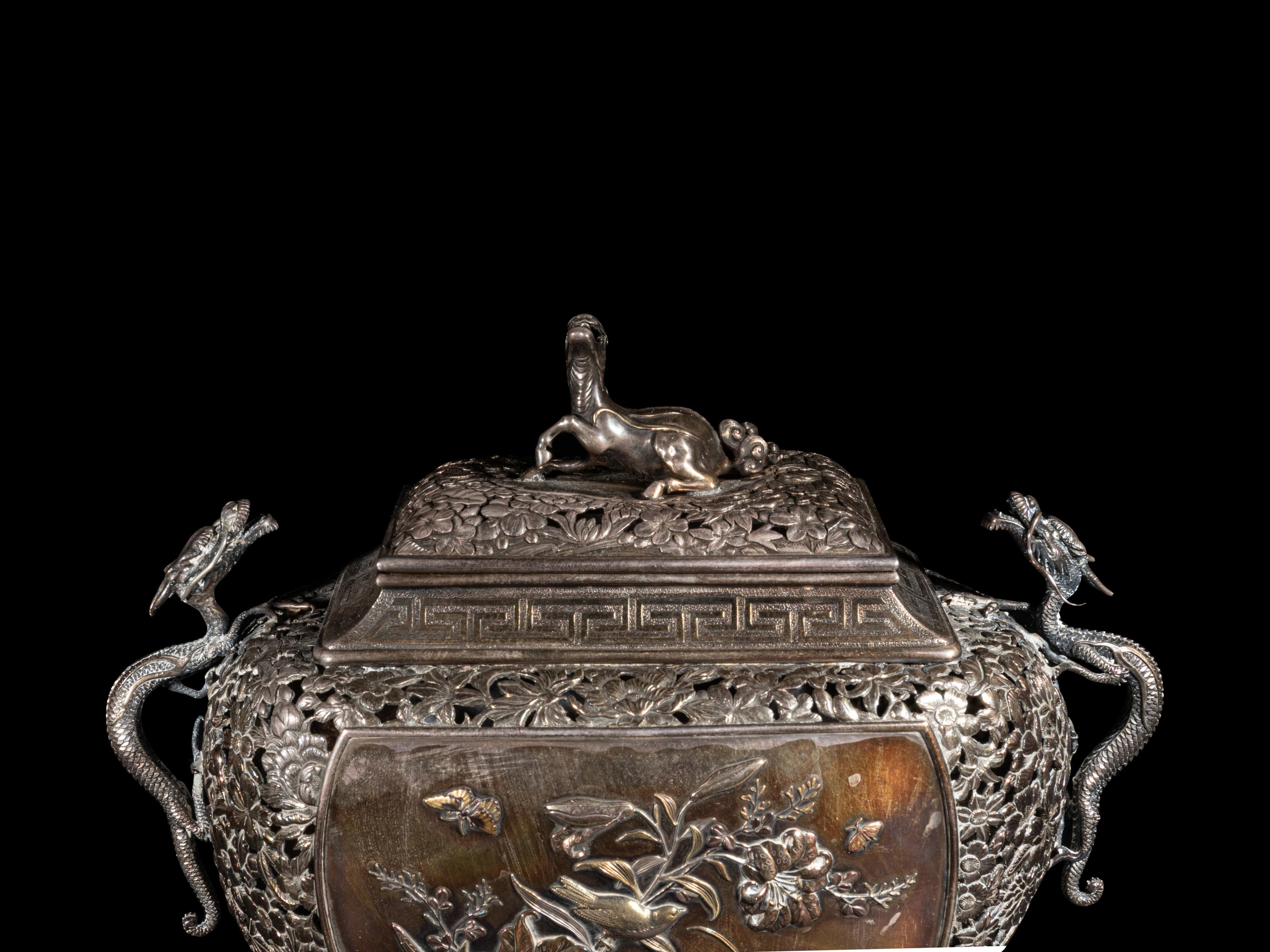 A Fine Mixed-Metal Incense Burner and Cover, Koro