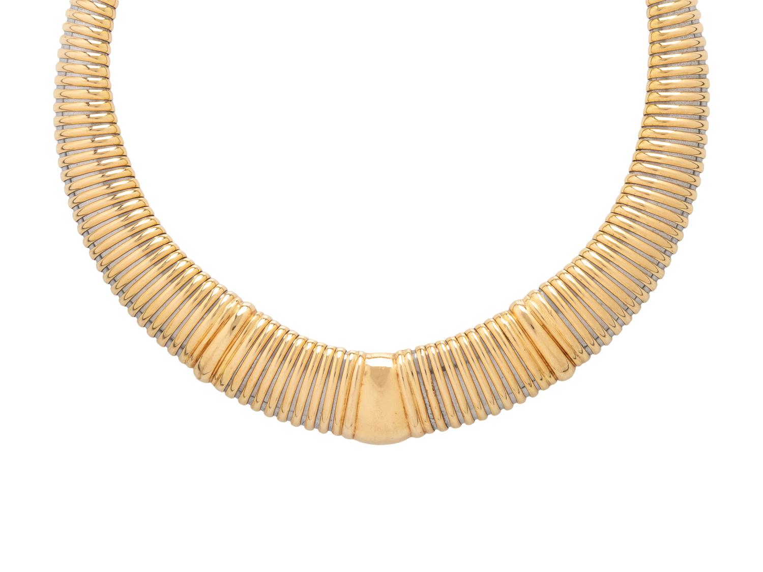 CARTIER, YELLOW GOLD AND STEEL TUBOGAS NECKLACE