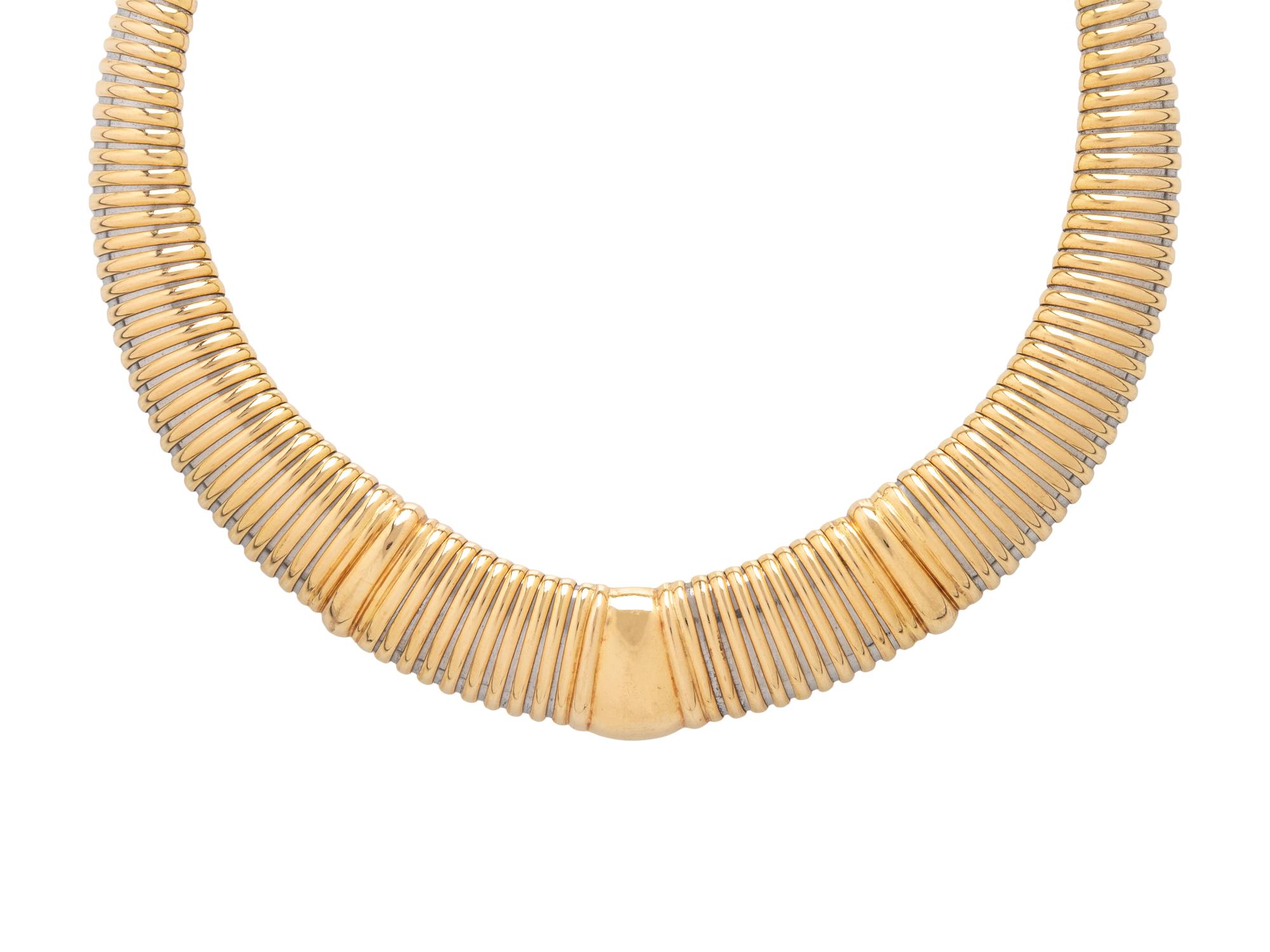CARTIER, YELLOW GOLD AND STEEL TUBOGAS NECKLACE