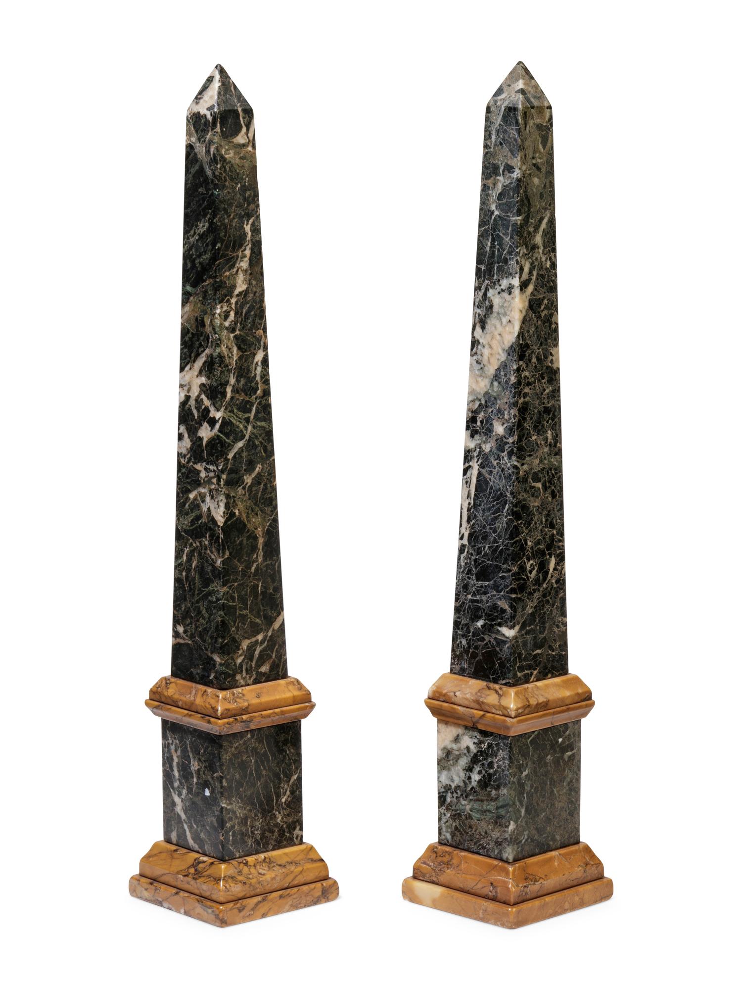 A Pair of Marble Obelisks