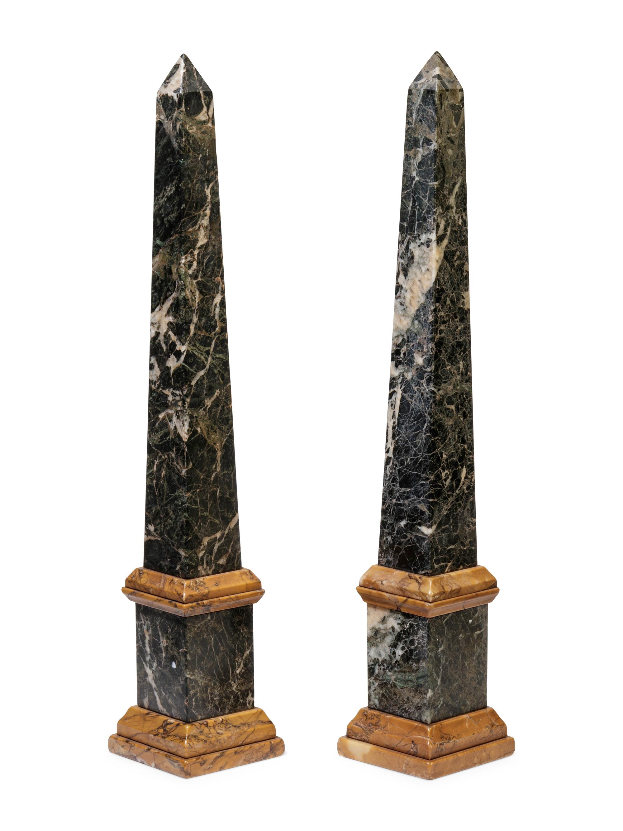 A Pair of Marble Obelisks