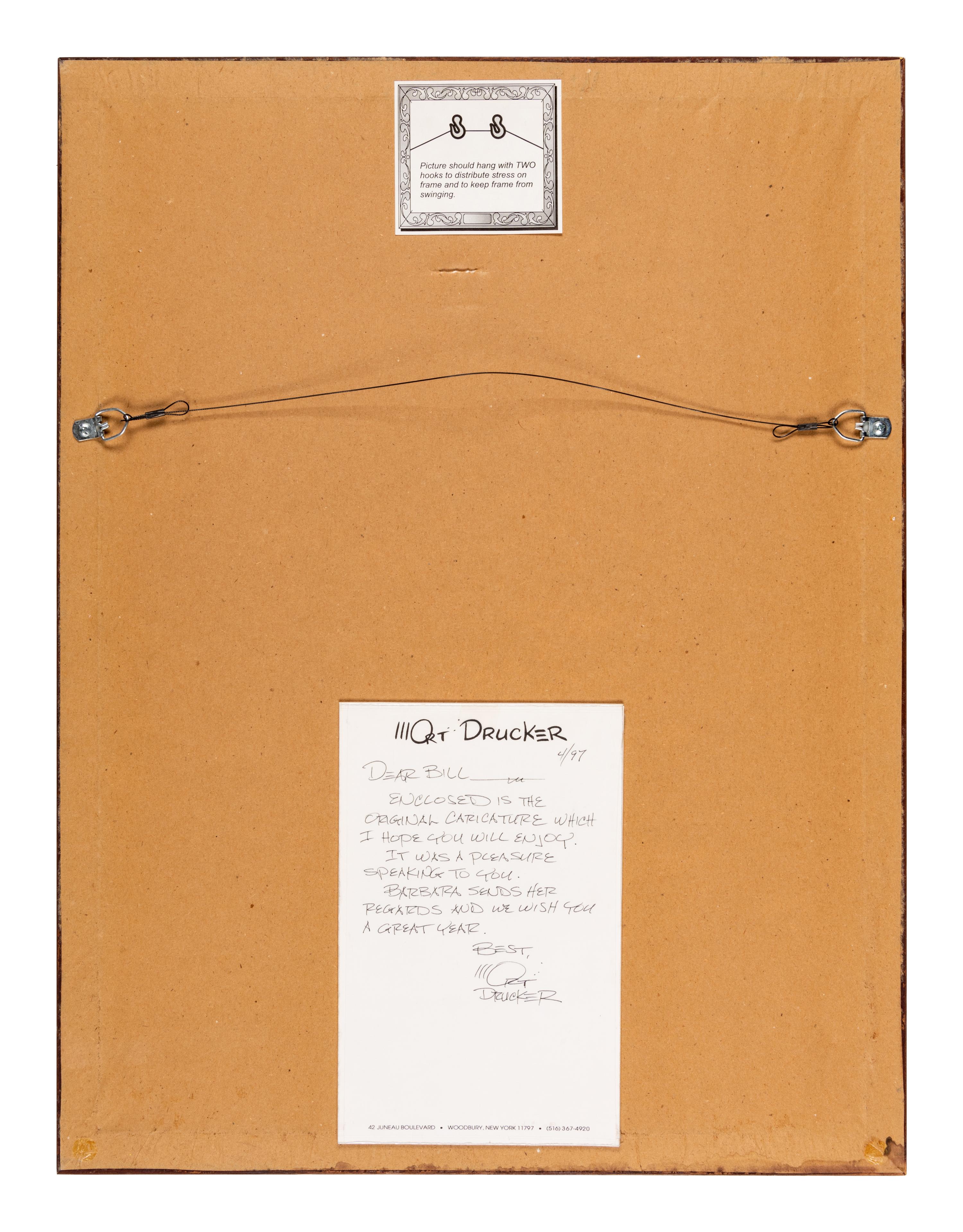 (Cartoon Art) DRUCKER, Mort (1929-2020). Original caricature painting of BILL ZWECKER.
