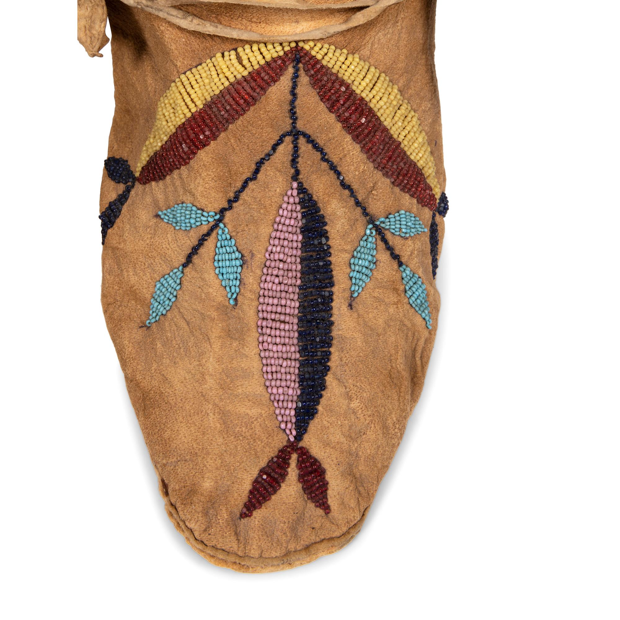 Santee Sioux Beaded Hide Moccasins