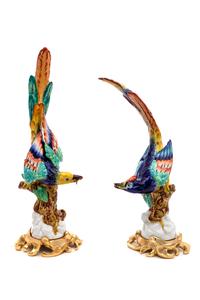 A Pair of Sevres Style Porcelain Gilt Metal Mounted Birds
