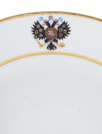 An Alexander III Imperial Porcelain Factory Porcelain Dinner Plate from the Coronation Service