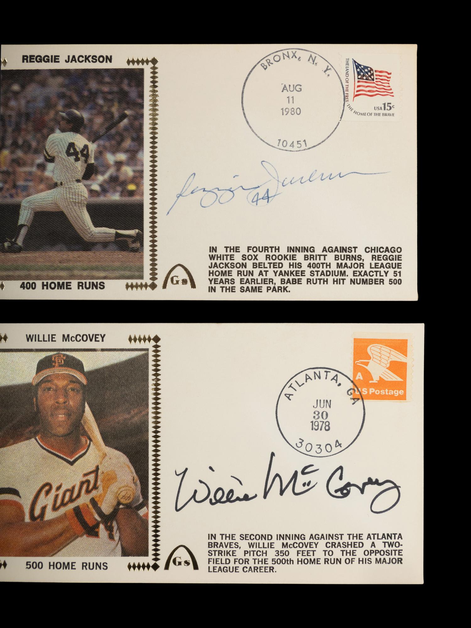 A Group of Five 500 Home Run Club Member Signed Autograph Cachets,
