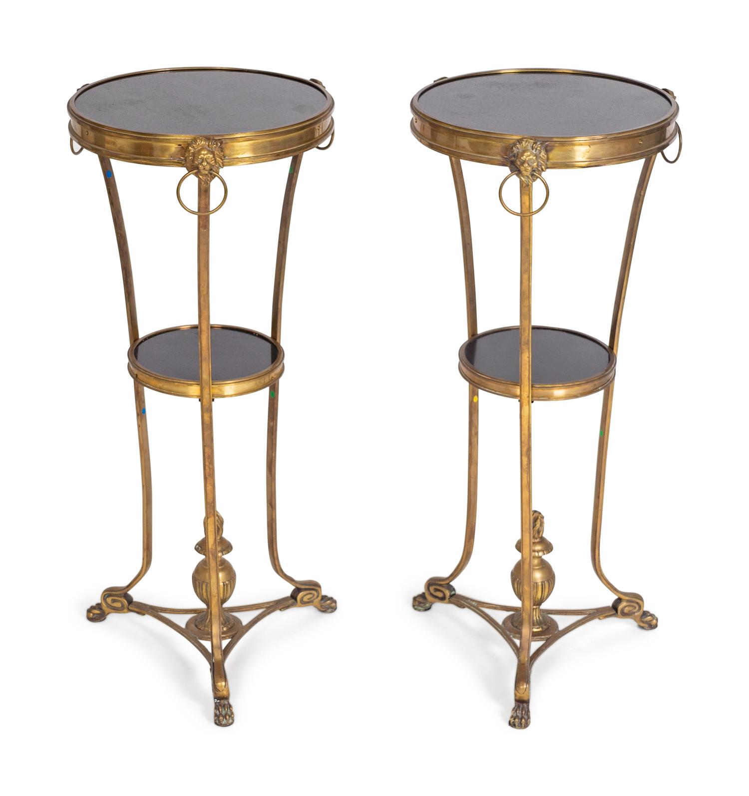 A Pair of Neoclassical Style Gilt-Bronze and Black Granite Gueridons — 19TH/20TH CENTURY