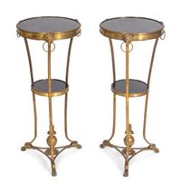 A Pair of Neoclassical Style Gilt-Bronze and Black Granite Gueridons — 19TH/20TH CENTURY