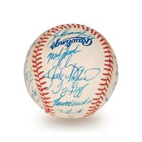 A 1991 Atlanta Braves National League Champions Team Signed Autograph Baseball With 28 Signatures (Beckett Authentication Services Letter BAS Certified),