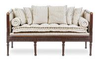 An Italian Gilt Metal Mounted Walnut Settee Height 32 x width 60 1/2 x depth 25 1/2 inches. — 19TH CENTURY