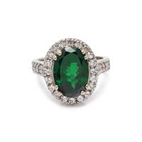TSAVORITE GARNET AND DIAMOND RING