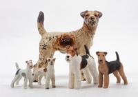 A Group of Five Wire Fox Terriers Width of widest 8 inches.