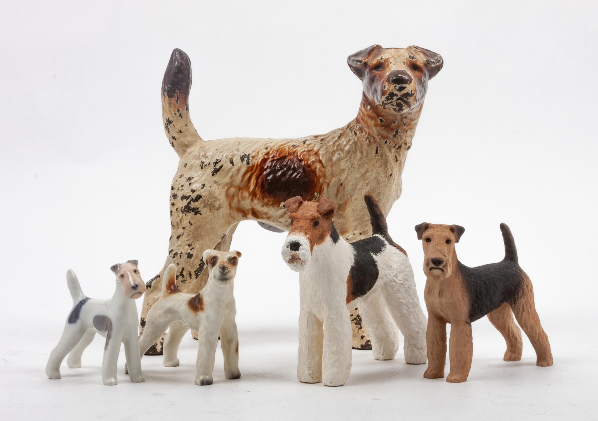 A Group of Five Wire Fox Terriers Width of widest 8 inches.