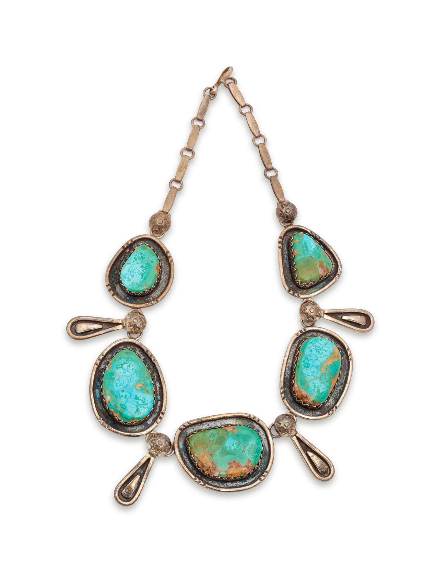 Sterling Silver and Blue Gem Turquoise Necklace