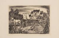 A group of six American prints (Emile Gruppe, Country Scene with Houses ; Nathan Margolies, Cornhuskers ; Leo Meissner, Jeter Spivey's Place ; Darwin Musselman, Going Home ; Thomas Nason, Haystacks ; Julius Tanzer, New England Yard )