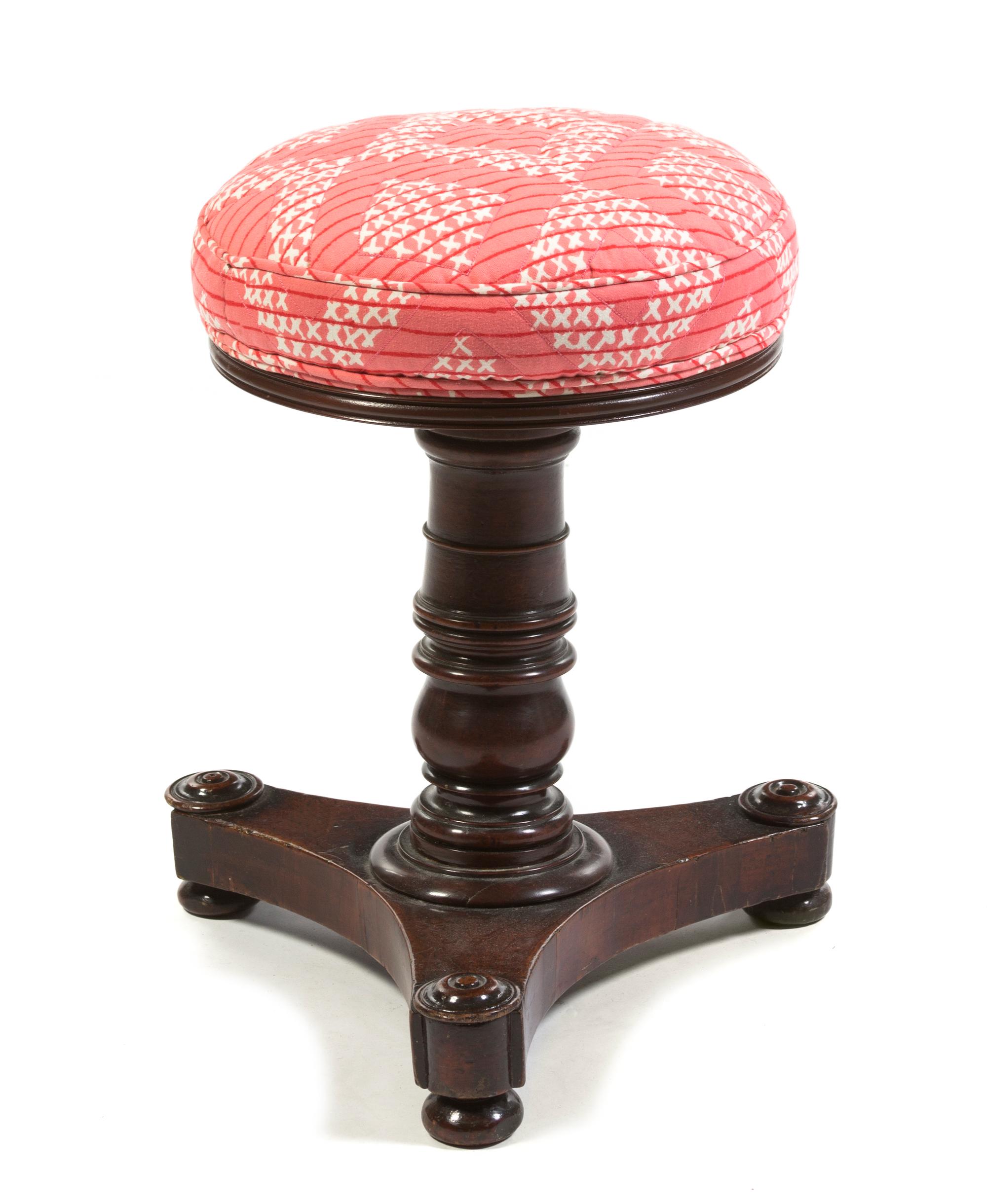An English Walnut Piano Stool, Height 18 1/2 inches.