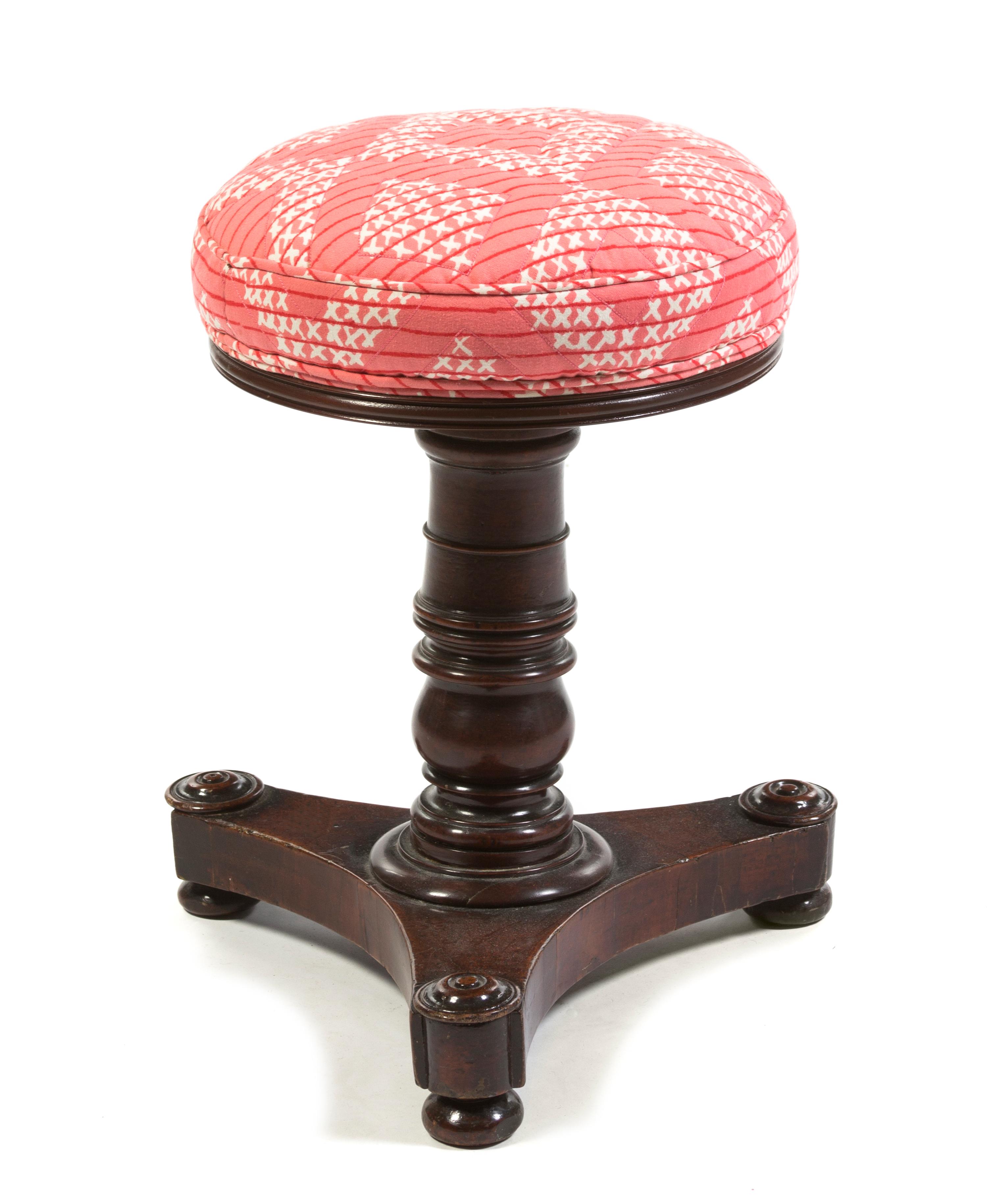 An English Walnut Piano Stool, Height 18 1/2 inches.