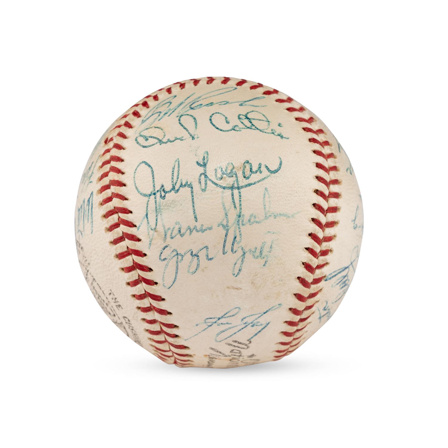 A 1960 Milwaukee Braves Team Signed Autograph Baseball Featuring Hank Aaron (JSA Letter of Authenticity),