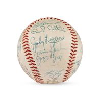 A 1960 Milwaukee Braves Team Signed Autograph Baseball Featuring Hank Aaron (JSA Letter of Authenticity),