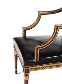 A Pair of Neoclassical Style Parcel Gilt Mahogany Armchairs