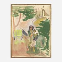 Ludwig Bemelmans (American, 1898–1962) Gypsies (Mother and Child with Donkey by the Lighthouse)