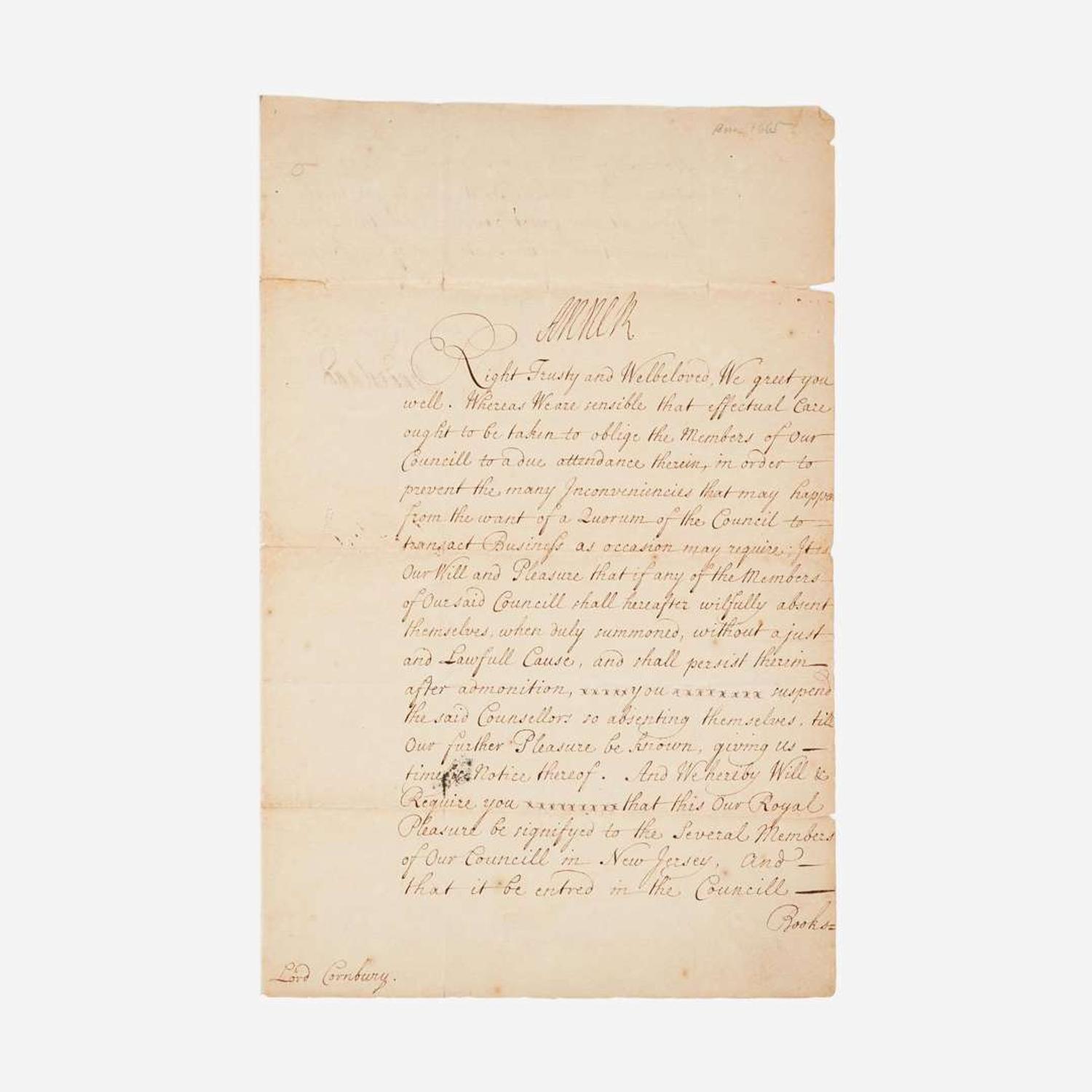 [Autographs & Manuscripts] Anne, Queen, of Great Britain Manuscript Document, signed