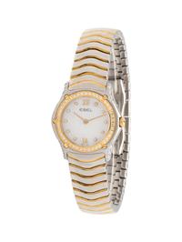 EBEL, STAINLESS STEEL, 18K YELLOW GOLD AND DIAMOND 'CLASSIC WAVE' WRISTWATCH