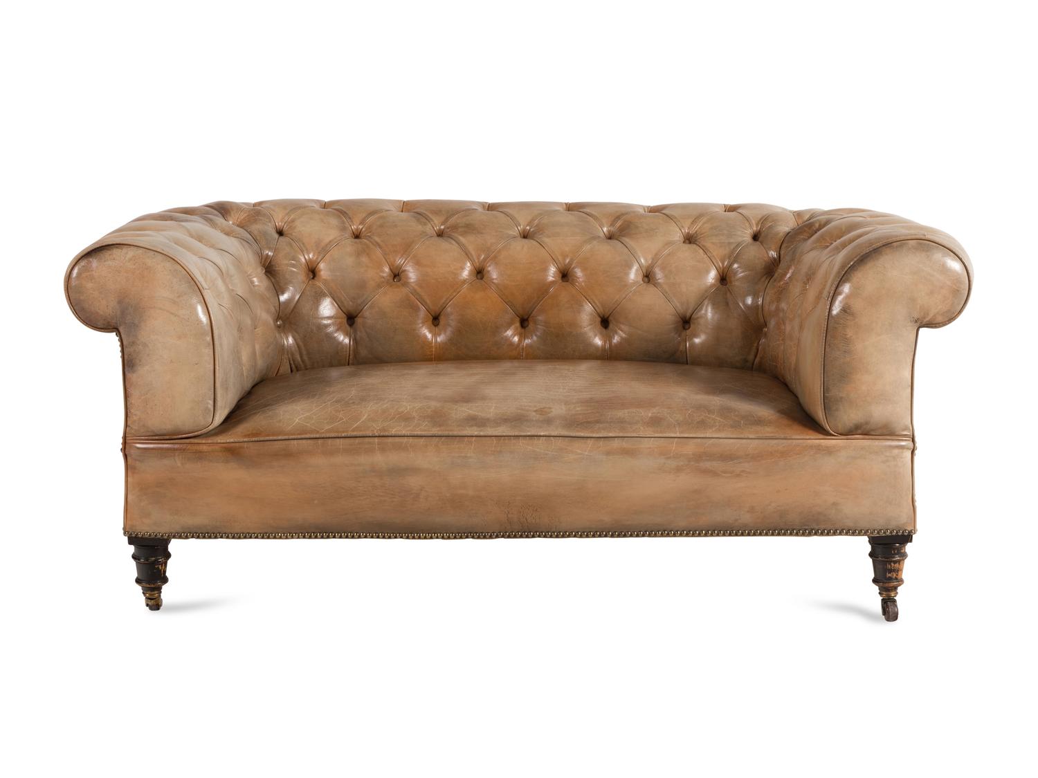 A Leather Upholstered Chesterfield Sofa