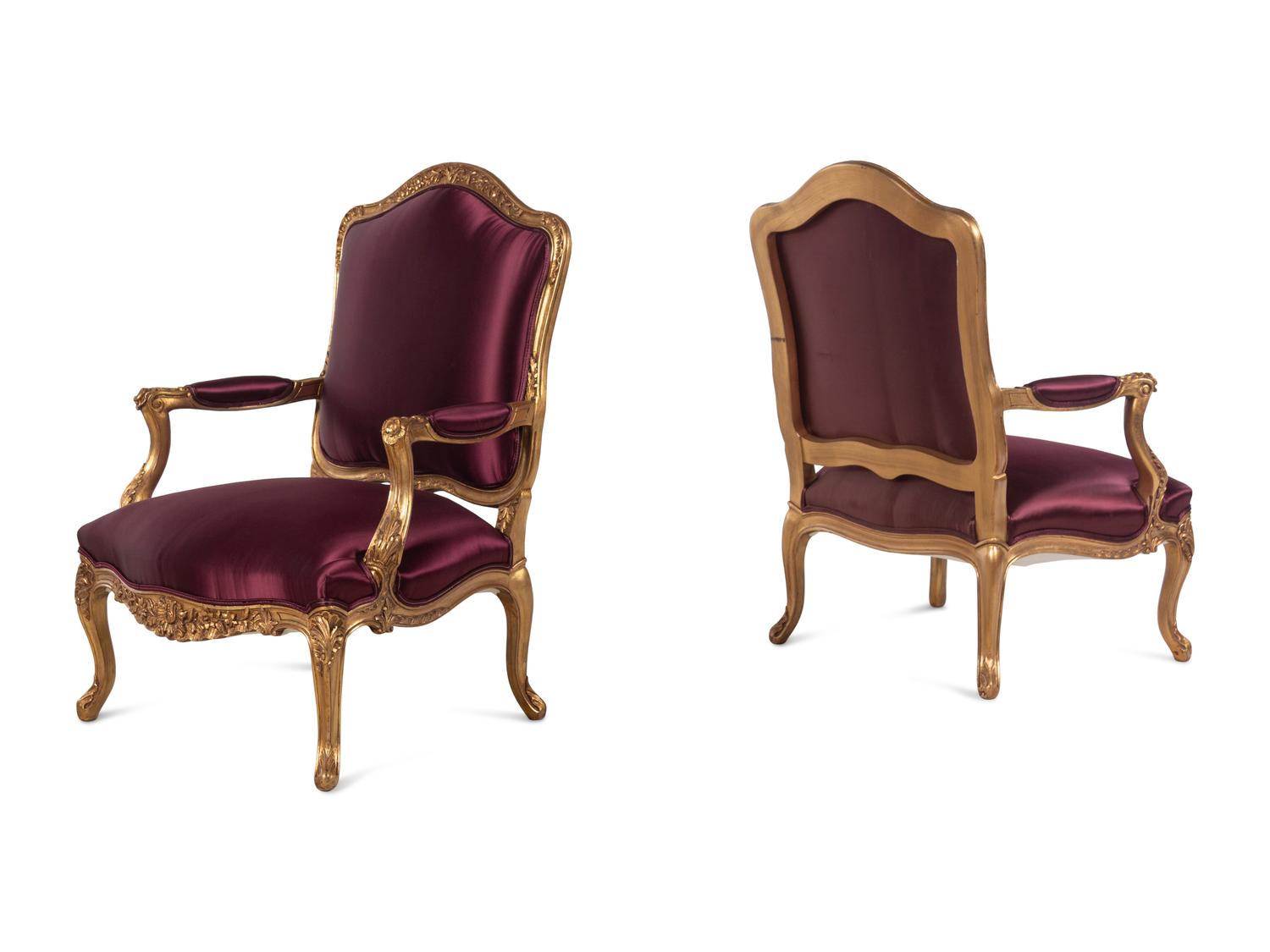 A Louis XV Style Giltwood Three-Piece Seating Suite