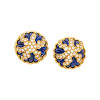 DIAMOND AND LAPIS LAZULI CLIP EARRINGS