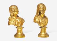 A Pair of Continental Gilt Bronze Busts