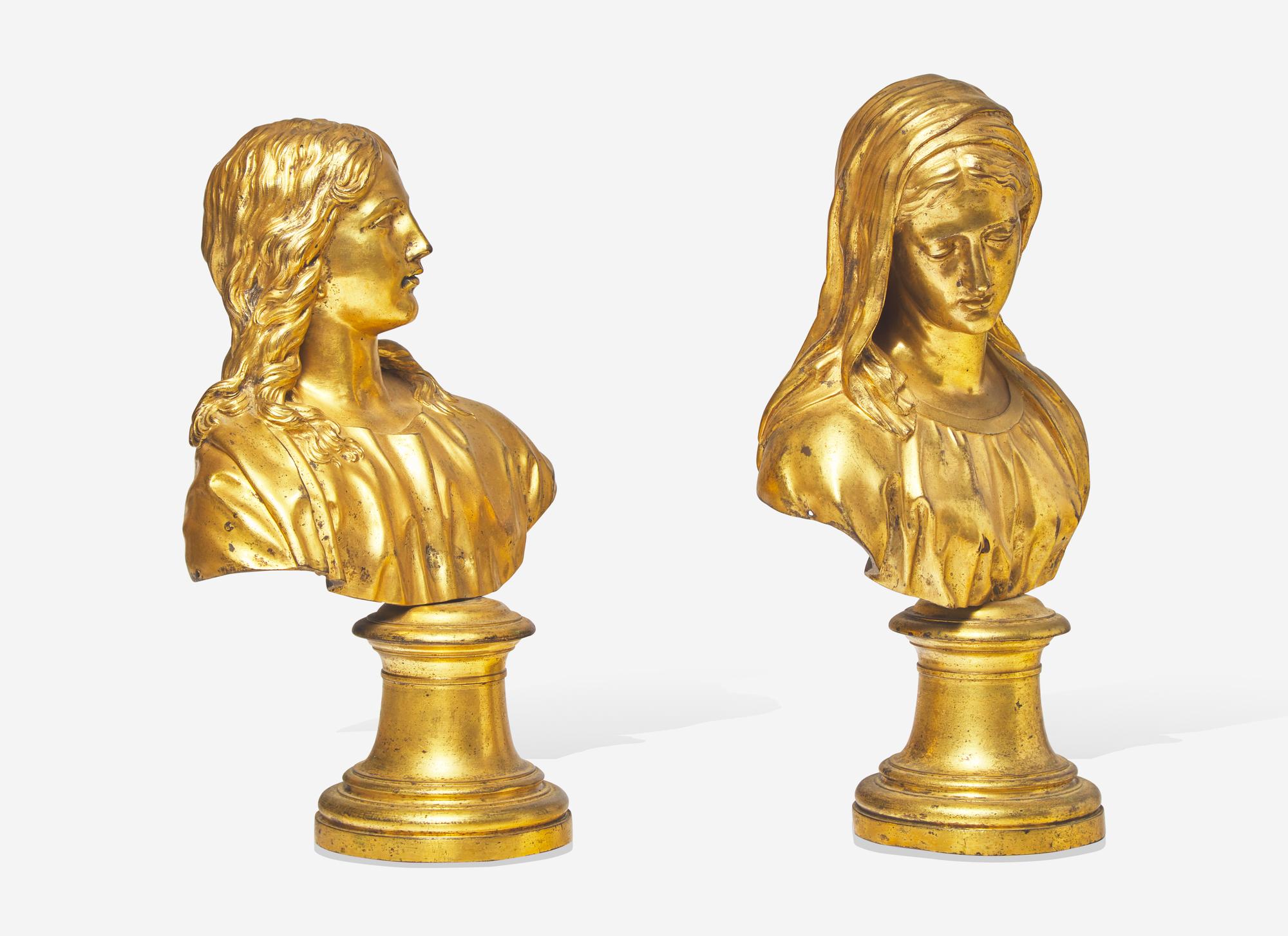 A Pair of Continental Gilt Bronze Busts