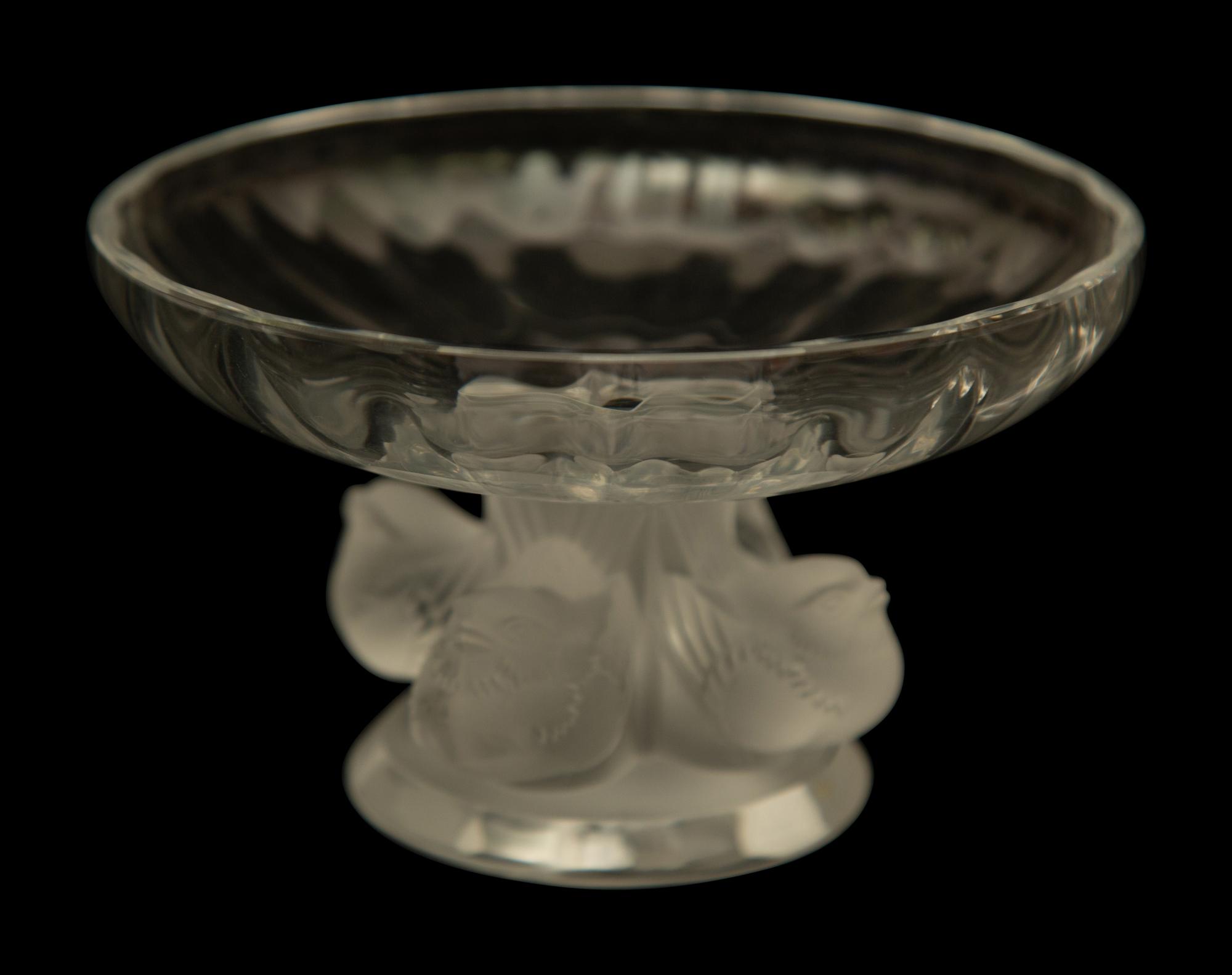 Two Lalique Table Articles and a Daum Butterfly Figurine