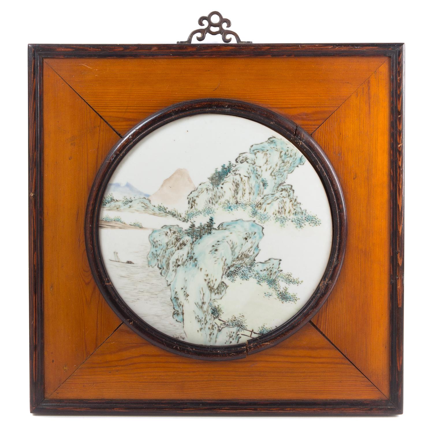Four Qianjiang Enameled Porcelain Plaques Diameter 11 inches. — LATE QING DYNASTY