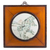 Four Qianjiang Enameled Porcelain Plaques Diameter 11 inches. — LATE QING DYNASTY