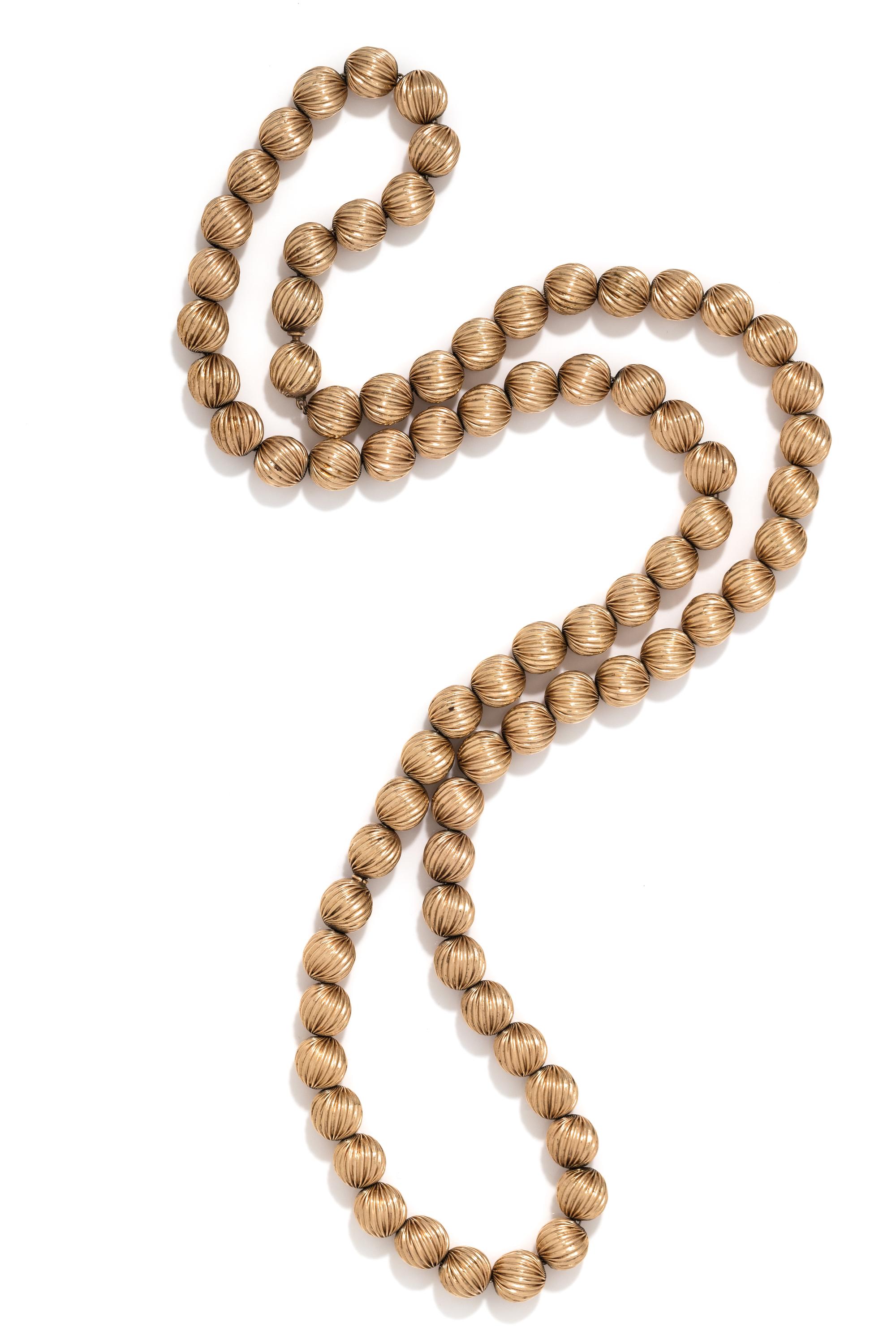 YELLOW GOLD BEAD NECKLACE
