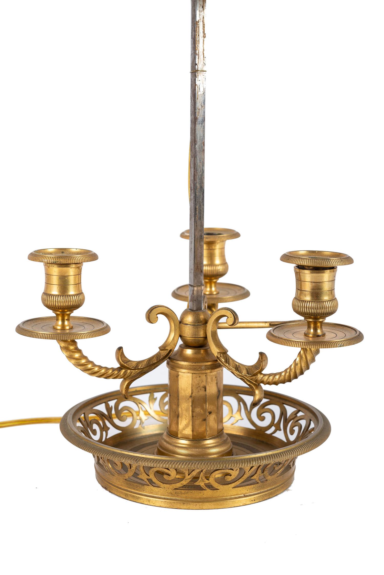 Two French Gilt Brass Bouillotte Lamps